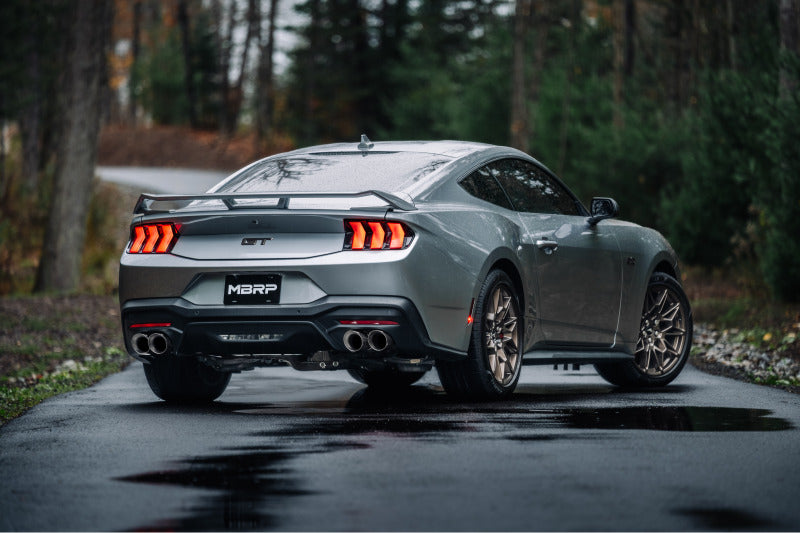 MBRP 2024+ Ford Mustang 5.0L T304 SS 3in Cat-Back Dual Split Exhaust w/ Quad Tips (Valve Delete) (view 2)