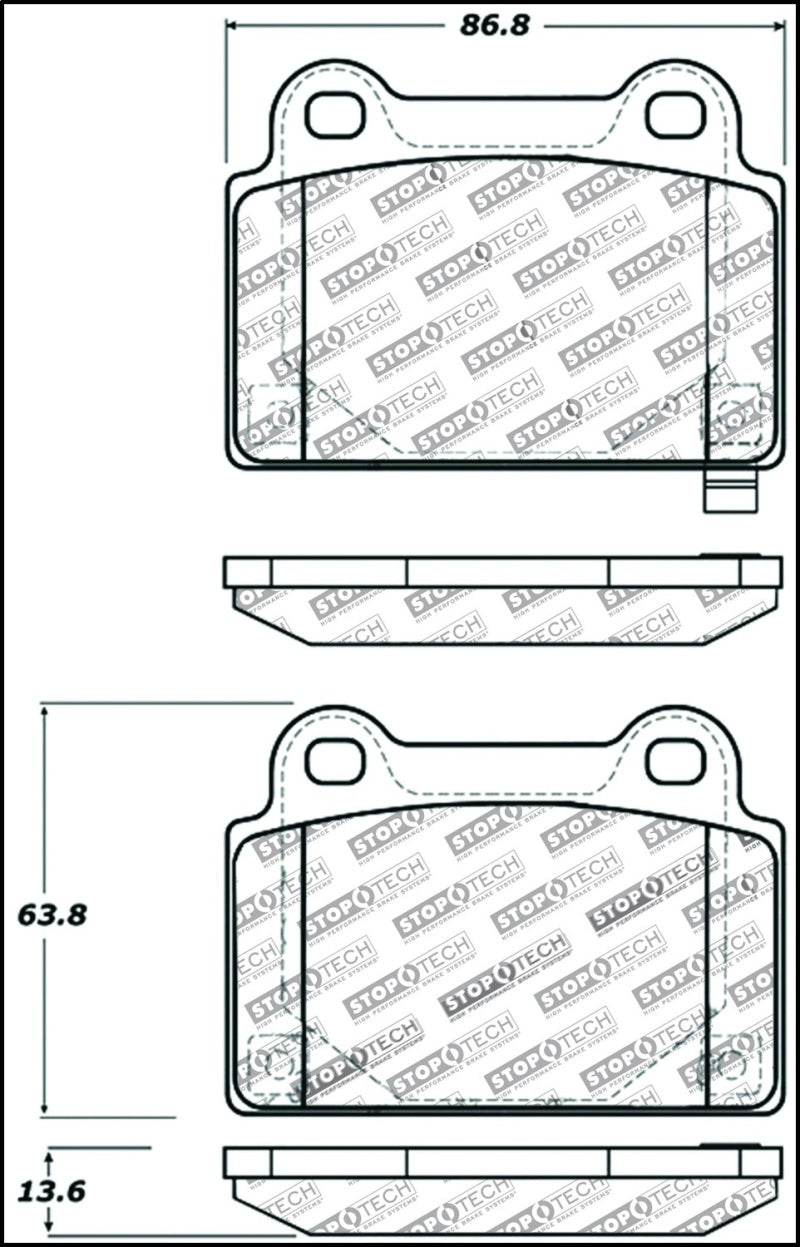 StopTech Performance 08+ Mitsubishi Evolution X Rear Brake Pads Main image