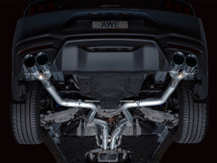 AWE 2024 Ford Mustang GT Fastback S650 RWD Track Edition Cat-Back Exhaust w/ Quad Chrome Silver Tips