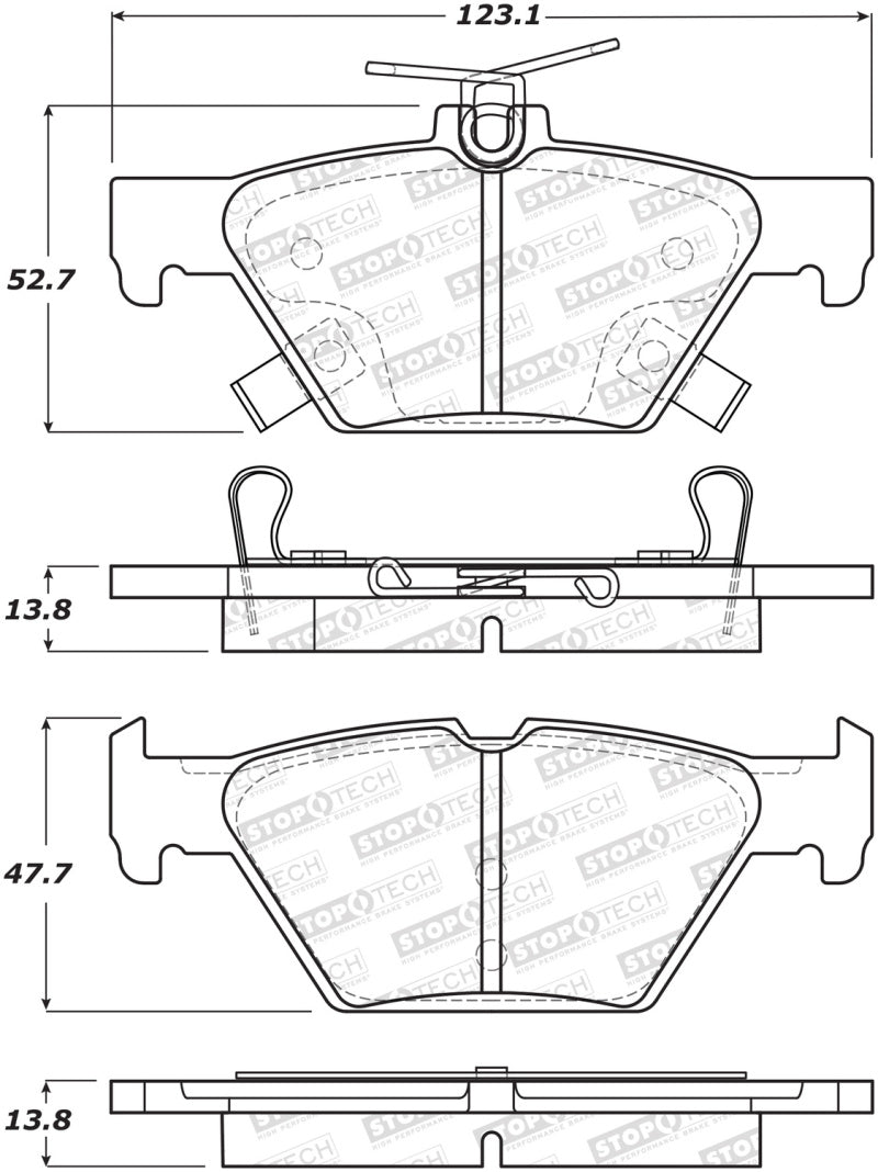 StopTech 16-21 WRX Street Brake Pads - Rear Main image