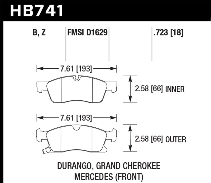 Hawk 13-15 Mercedes-Benz GL350/450 12-15 ML350 2015 ML250 HPS 5.0 Front Brake Pads (view 2)