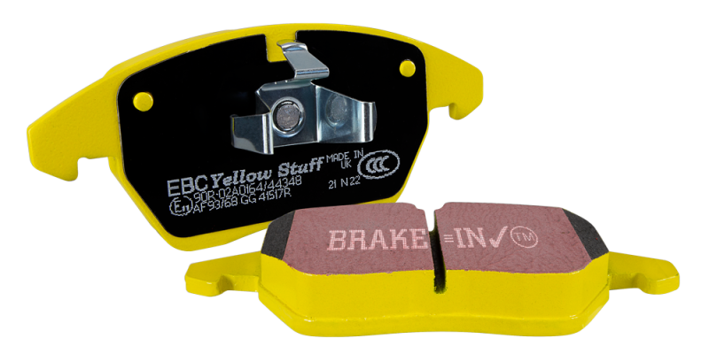 EBC 04-05 Mitsubishi Lancer Evo 8 2.0T (FQ400 w/Alcon Caliper) Yellowstuff Front Brake Pads Main image