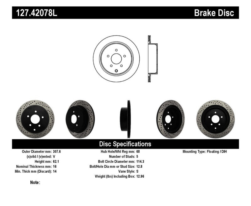 StopTech Slotted & Drilled Sport Brake Rotor (view 9)