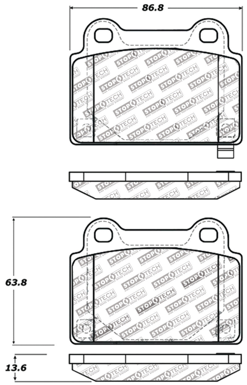 StopTech Performance 08+ Mitsubishi Evolution X Rear Brake Pads (view 6)