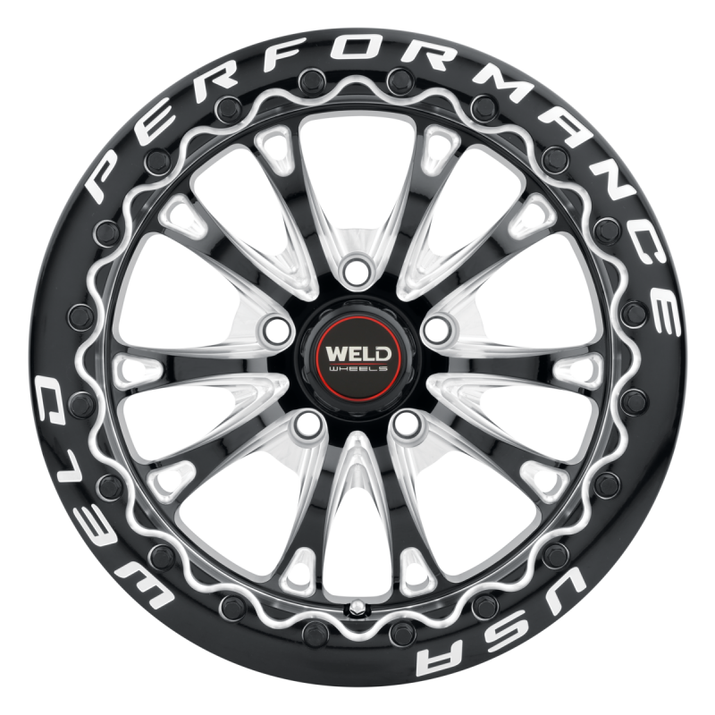 Weld Belmont Beadlock 15x10 / 5x120.65 BP / ET45 BS7.27 Gloss Black MIL DIA 78.1 (view 2)