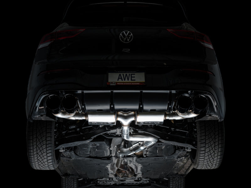 AWE Tuning MK8 Volkswagen Golf R 3in Touring Edition Quad Exhaust - Diamond Black Tips (view 7)