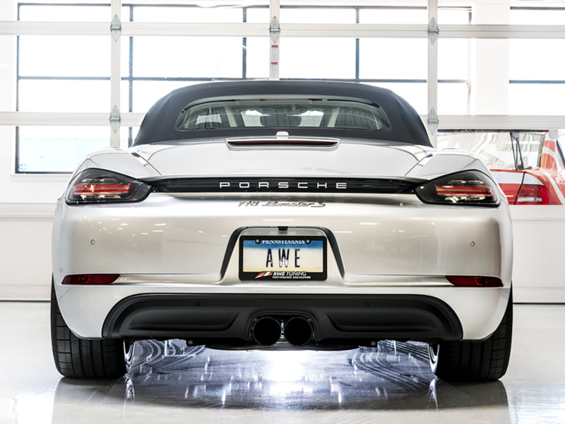 AWE Tuning Porsche 718 Boxster / Cayman Touring Edition Exhaust - Diamond Black Tips (view 2)