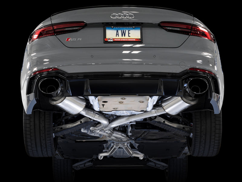 AWE Tuning Audi B9 RS 5 Sportback Touring Edition Exhaust-Non Resonated- Diamond Black RS Style Tips (view 3)