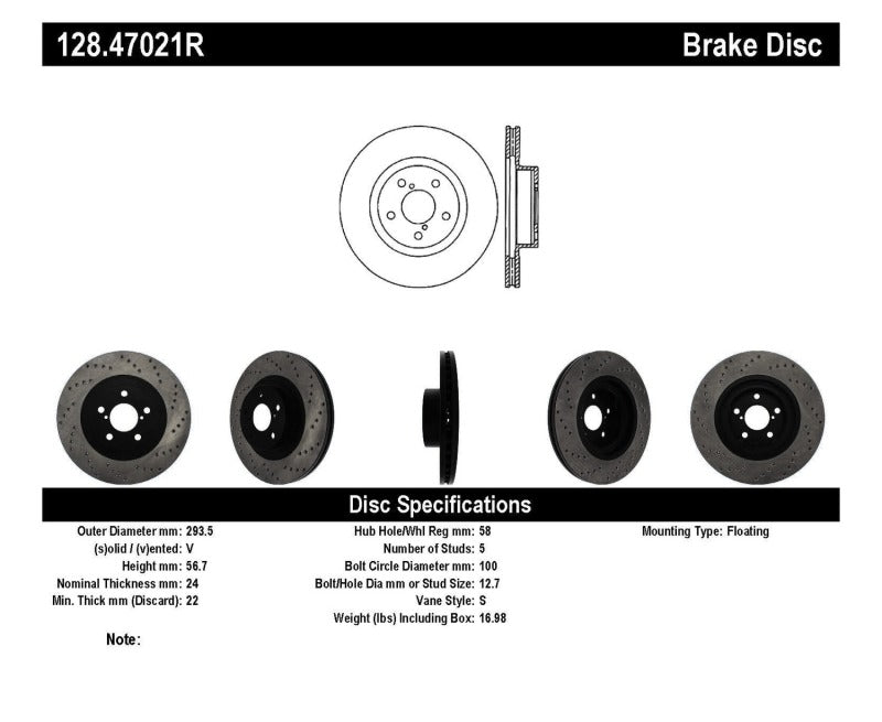 StopTech Drilled Sport Brake Rotor (view 7)