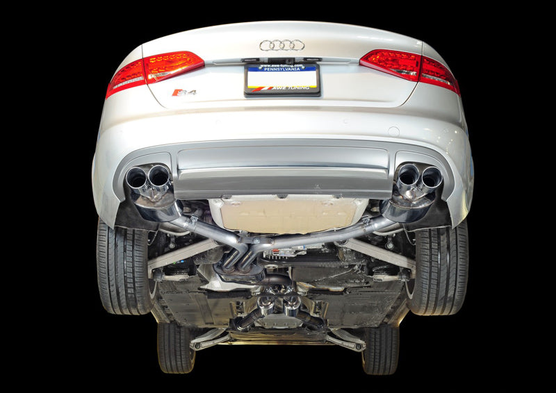 AWE Tuning Audi B8 / B8.5 S4 3.0T Touring Edition Exhaust - Chrome Silver Tips (90mm) Main image