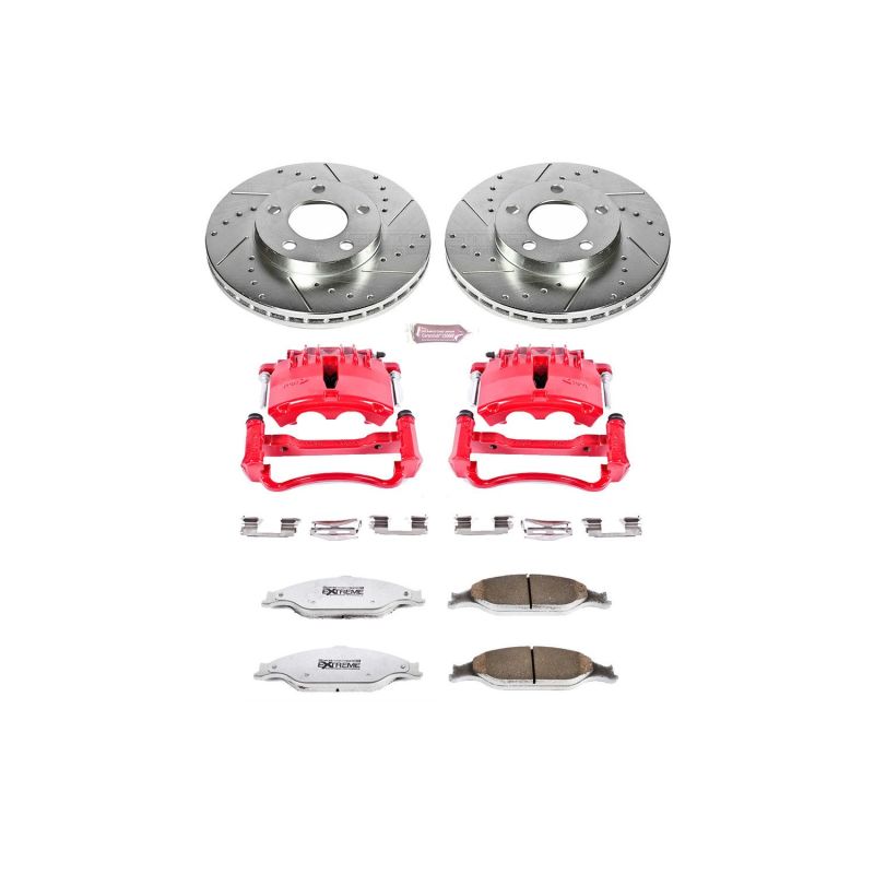 Power Stop 99-02 Ford Mustang Front Z26 Street Warrior Brake Kit w/Calipers Main image