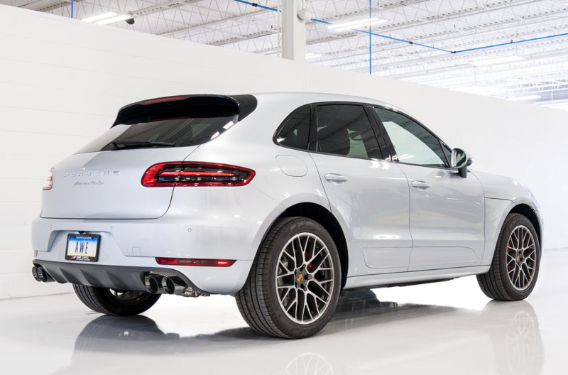 AWE Tuning Porsche Macan Track Edition Exhaust System - Diamond Black 102mm Tips (view 3)