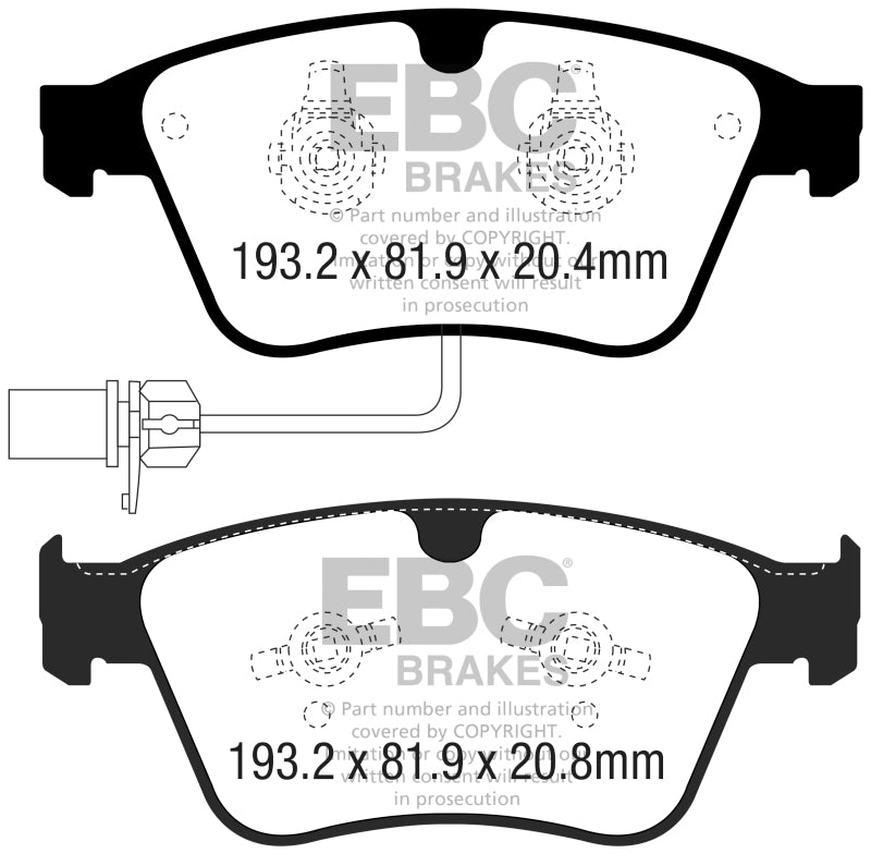 EBC 13-18 Bentley Continental 4.4TT Yellowstuff Front Brake Pads Main image