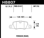 Hawk 2014 Porsche 911 HPS 5.0 Rear Brake Pads (view 3)