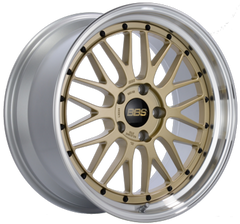 BBS LM 18x8 5x114.3 ET40 Gold Center Diamond Cut Lip Wheel - 82mm PFS/Clip Required