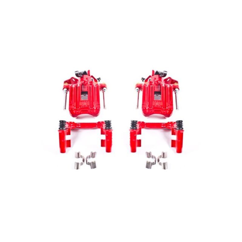 Power Stop 00-06 Audi TT Quattro (w/Non Vented Rotors Only) Rear Red Calipers w/Brackets - Pair Main image