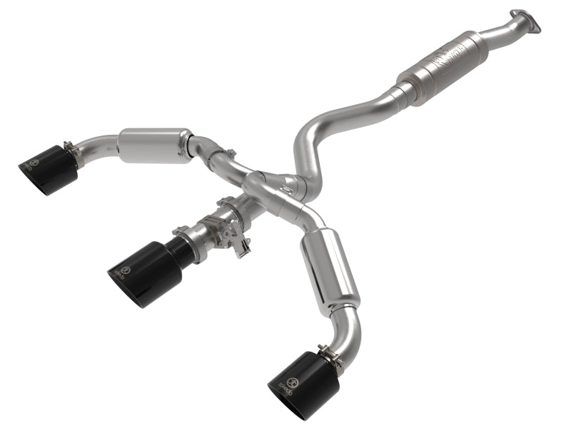 aFe 23-24 Toyota GR Corolla L3 1.6L (t) Gemini XV 3in to 2-1/2in Cat Back Exhaust w/ Black Tips Main image
