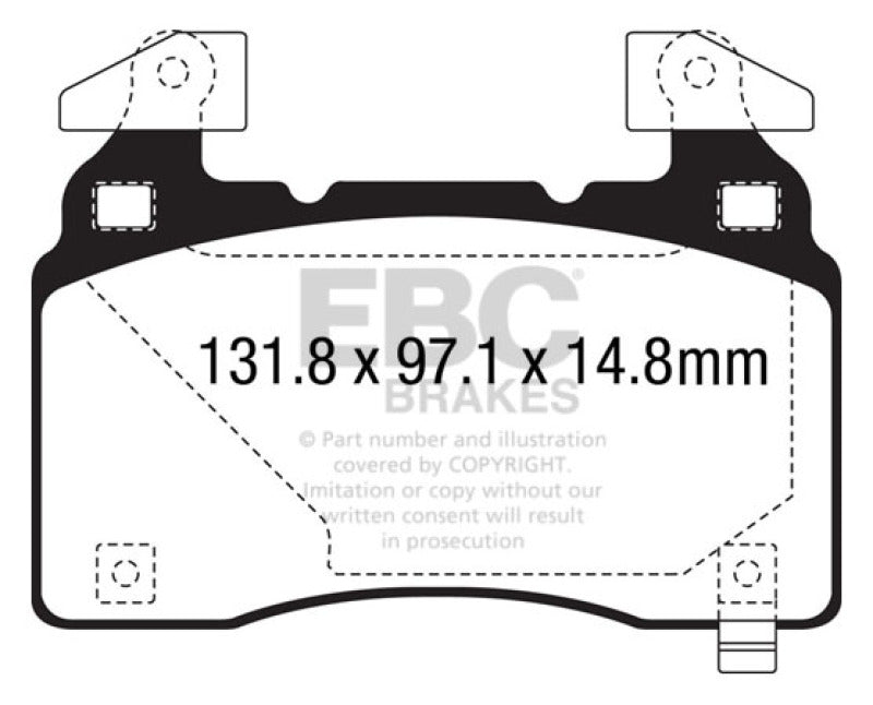 EBC 14+ Chevrolet Corvette Stingray (C7) 6.2 (Z51 Performance Package) Bluestuff Front Brake Pads (view 2)