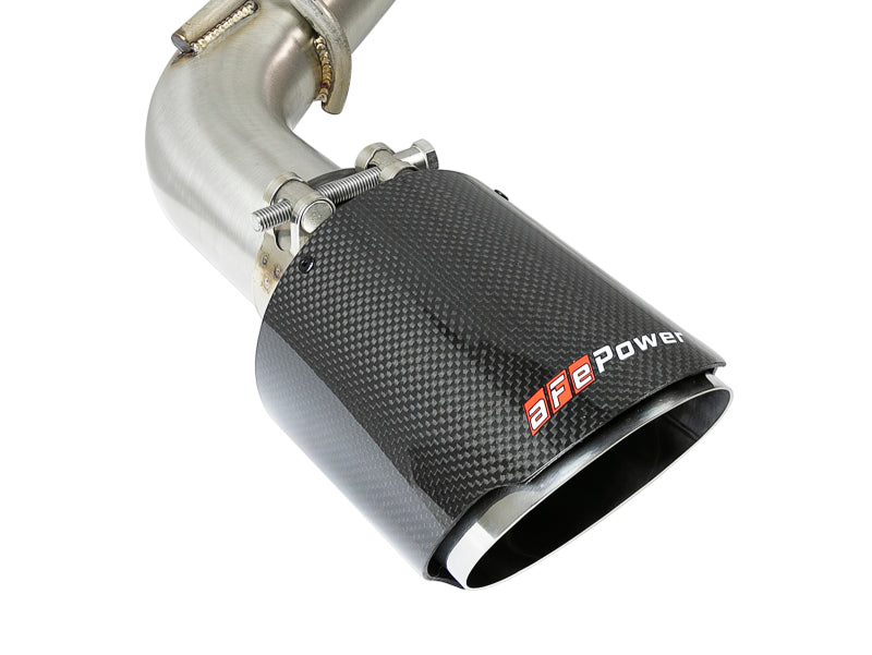 aFe Takeda 2.5in 304 SS Cat-Back Exhaust System w/ Carbon Fiber Tips 16-18 Infiniti Q50 V6-3.0L (tt) (view 4)