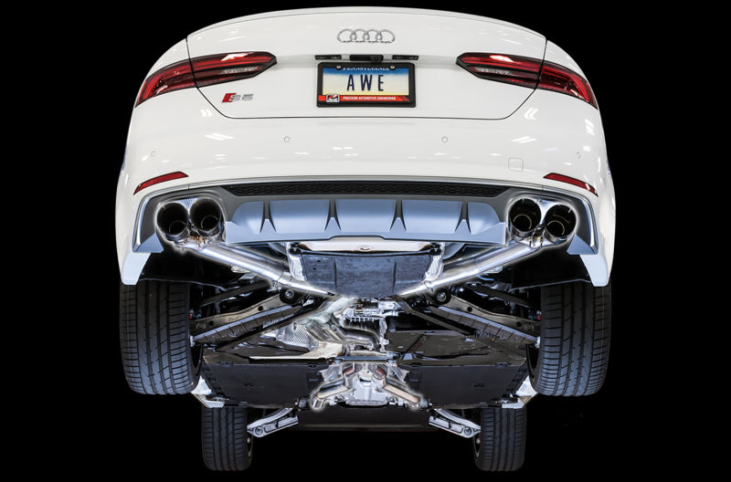AWE Tuning Audi B9 S5 Sportback Track Edition Exhaust - Non-Resonated (Black 102mm Tips) (view 2)