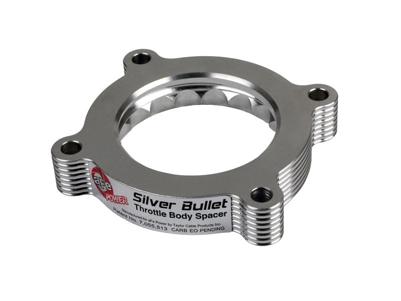 aFe 11-14 Ford Mustang/ 11-14 Ford F-150 V6 3.7L Silver Bullet Throttle Body Spacer - Silver Main image