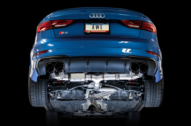 AWE Tuning Audi 8V S3 SwitchPath Exhaust w/Diamond Black Tips 102mm (view 4)