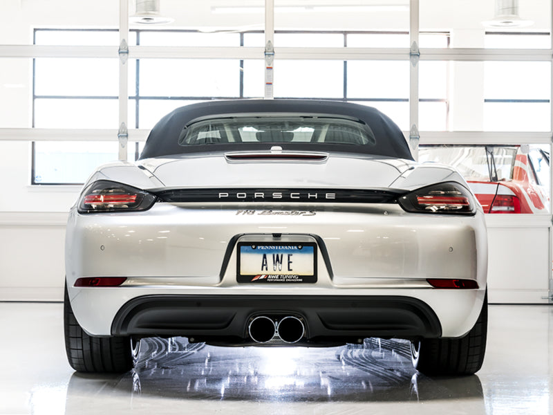 AWE Tuning Porsche 718 Boxster / Cayman Track Edition Exhaust - Chrome Silver Tips (view 3)