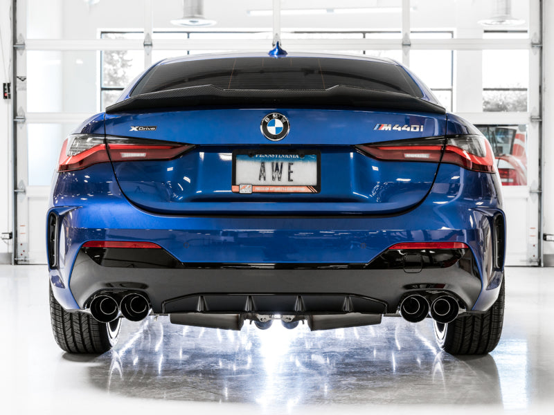 AWE Tuning 2019+ BMW M340i (G20) Track Edition Exhaust - Quad Diamond Black Tips (view 4)
