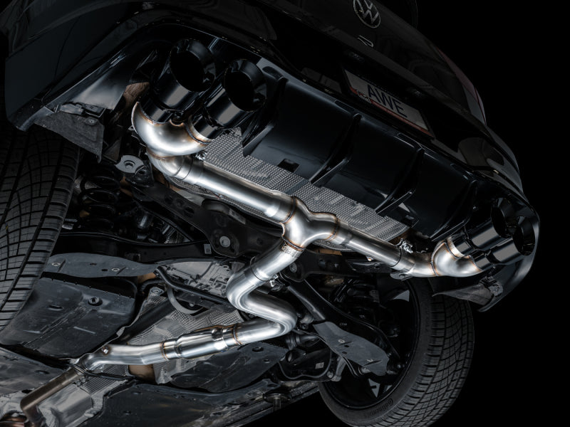 AWE Tuning MK8 Volkswagen Golf R 3in Track Edition Quad Exhaust - Diamond Black Tips (view 7)