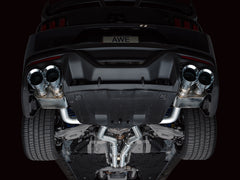 AWE 2024 Ford Mustang Dark Horse S650 RWD SwitchPath Cat-Back Exhaust w/ Quad Chrome Silver Tips