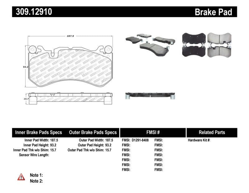 StopTech Mercedes Benz Front Performance Brake Pads (view 5)