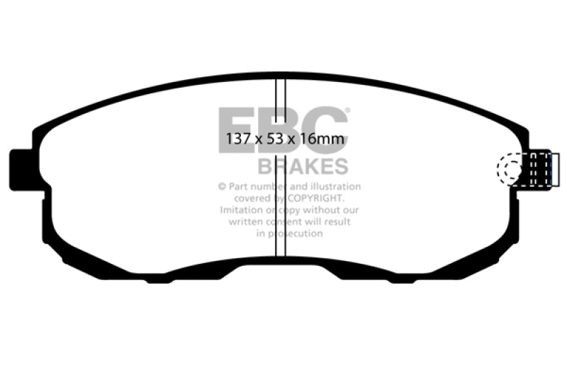 EBC 02-03 Infiniti G20 2.0 Redstuff Front Brake Pads (view 5)