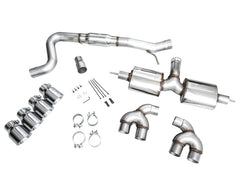AWE Tuning MK8 Volkswagen Golf R 3in Touring Edition Quad Exhaust - Chrome Silver Tips