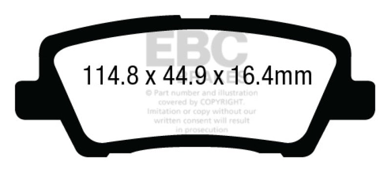 EBC 12+ Cadillac ATS 2.0 Turbo Ultimax2 Rear Brake Pads (view 2)