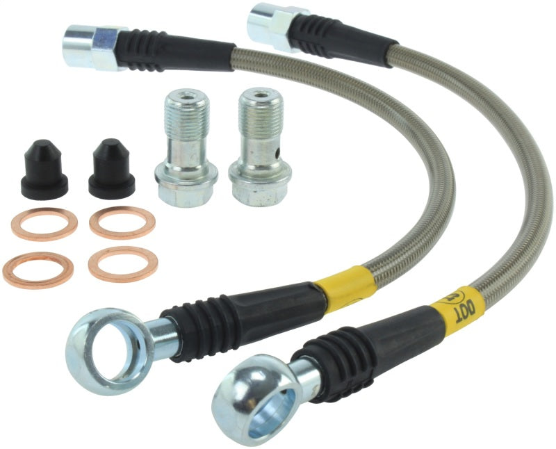 StopTech 02-08 Audi A4 Quattro Rear Stainless Steel Brake Line Kit Main image