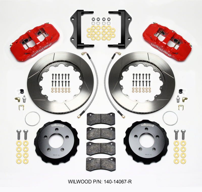 Wilwood AERO6 Front Hat Kit 14.25 Red 2014-Up Challenger w/Lines Main image