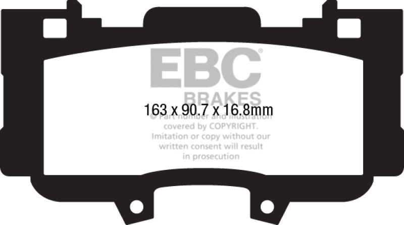 EBC 15+ Ford Mustang 2.3 Turbo Performance Pkg Yellowstuff Front Brake Pads (view 2)