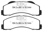 EBC 15+ Ford F150 2.7 Twin Turbo (2WD) Yellowstuff Front Brake Pads (view 4)
