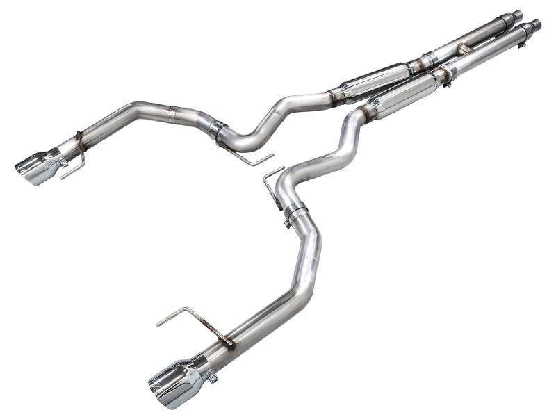 AWE 2024 Ford Mustang GT Fastback S650 RWD Track Edition Cat-Back Exhaust w/ Dual Chrome Silver Tips Main image