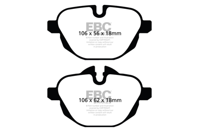 EBC 14+ BMW i8 1.5 Turbo/Electric Yellowstuff Rear Brake Pads (view 3)