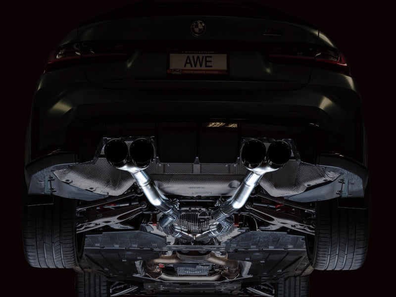 AWE Tuning Track Edition Cat-Back Exhaust for BMW G8X M3/M4 - Diamond Black Tips (view 5)