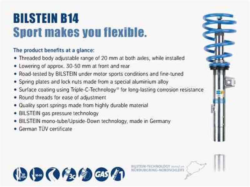 Bilstein B14 2008 Audi TT Quattro Base Front and Rear Suspension Kit (view 3)