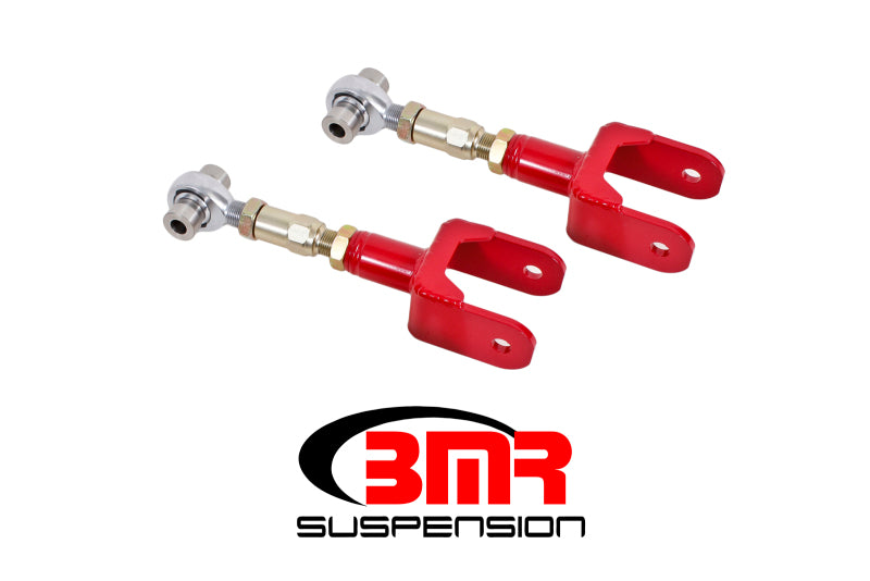 BMR 79-04 Fox Mustang Upper Control Arms On-Car Adj. Rod Ends - Red Main image