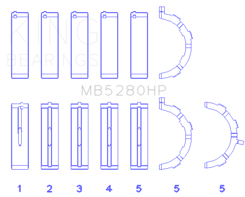 King Ford Prod. V8 4.6L/5.4L Will Not Fit 13-14 GT500 Performance Main Bearing Set - Size STD (view 4)