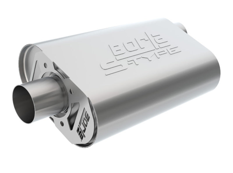 Borla 11-15 Chevy Camaro Stainless Steel Oval S-Type 2.5in Inlet/Outlet Crate Exhaust Muffler Main image