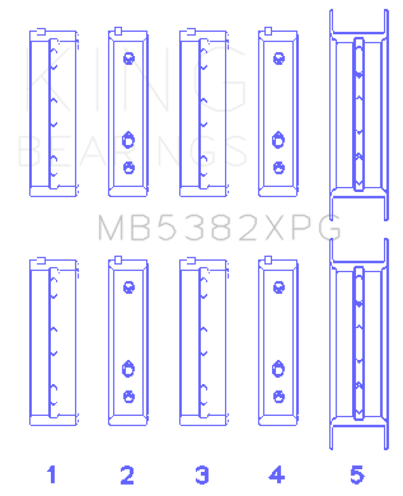 King Subaru EJ20/EJ22/EJ25 (Thrust in #5 Position) Tri-Metal Perf Main Bearing Set - Size +0.25mm (view 2)