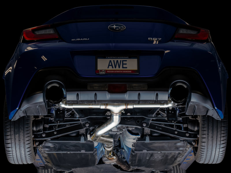 AWE Tuning Subaru BRZ / Toyota GR86 / Toyota 86 Track Edition Cat-Back Exhaust- Diamond Black Tips (view 4)