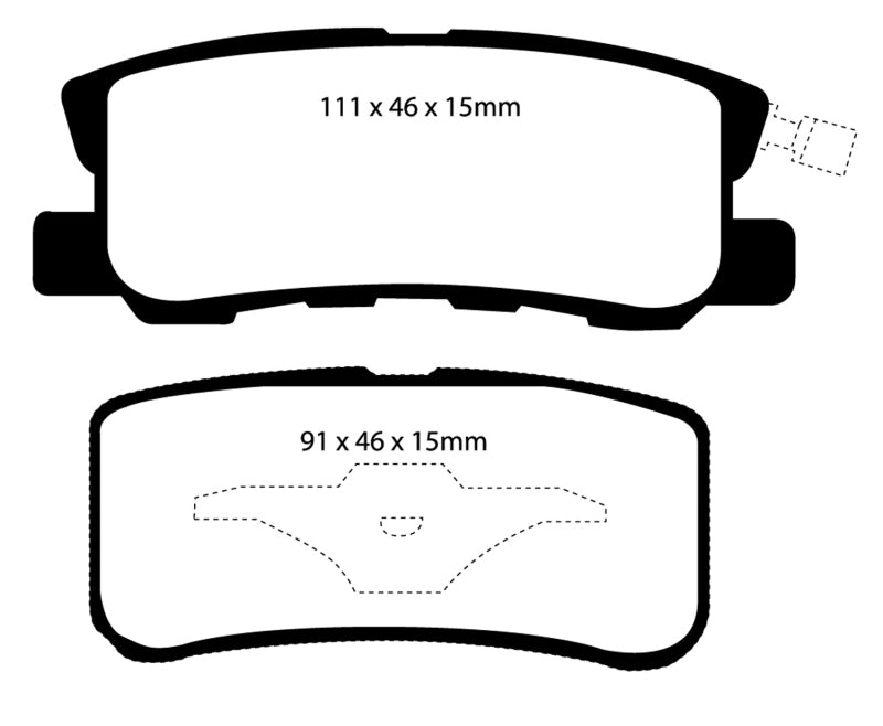 EBC 11-14 Chrysler 200 3.6 Redstuff Rear Brake Pads (view 8)