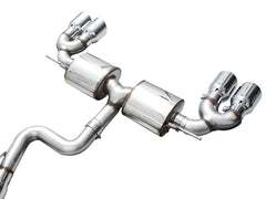 AWE Tuning MK8 Volkswagen Golf R 3in Touring Edition Quad Exhaust - Chrome Silver Tips