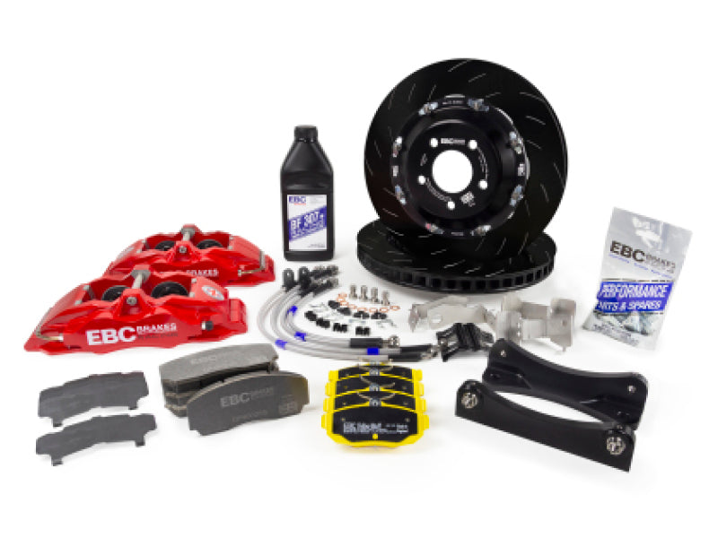 EBC Racing 14-19 BMW M3 F80/F82/F87 3.0T Black Apollo-4 380mm Rotors Front Big Brake Kit Main image